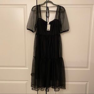H&M Midi 🏖 Beach Sheer Chiffon dress for Vacation, Black Beach Cover up